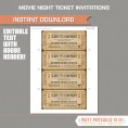 Movie Night Party Invitations - 3 Color Variations + Ink Saver Page!